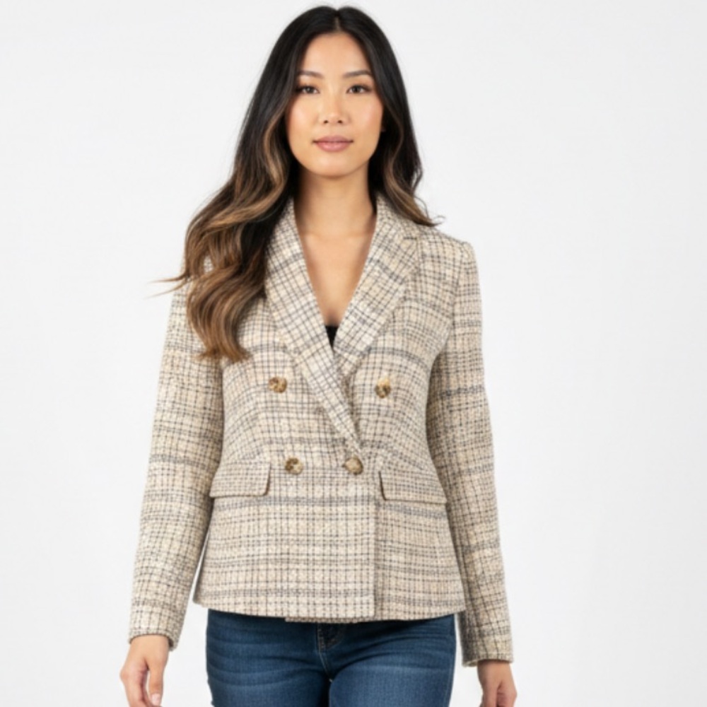 Ann Taylor Plaid Double-Breasted Women's Blazer